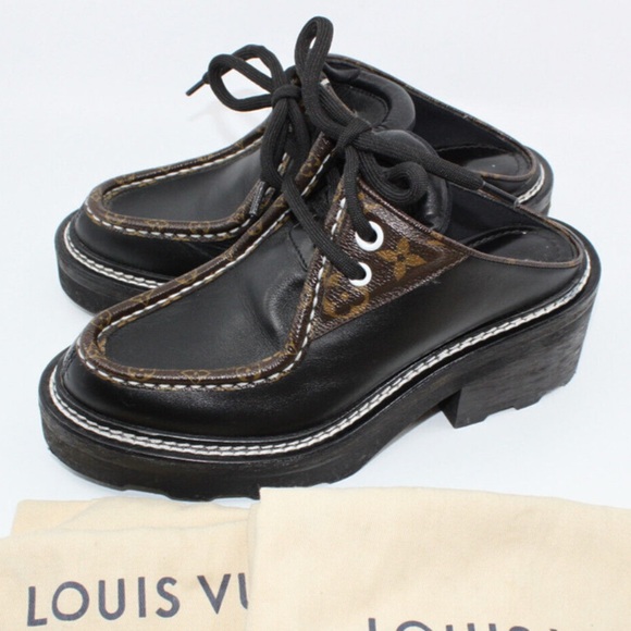 Louis Vuitton Shoes - LOUIS VUITTON Beaubourg Open Back Derby Platform Clogs Shoes Sz 36